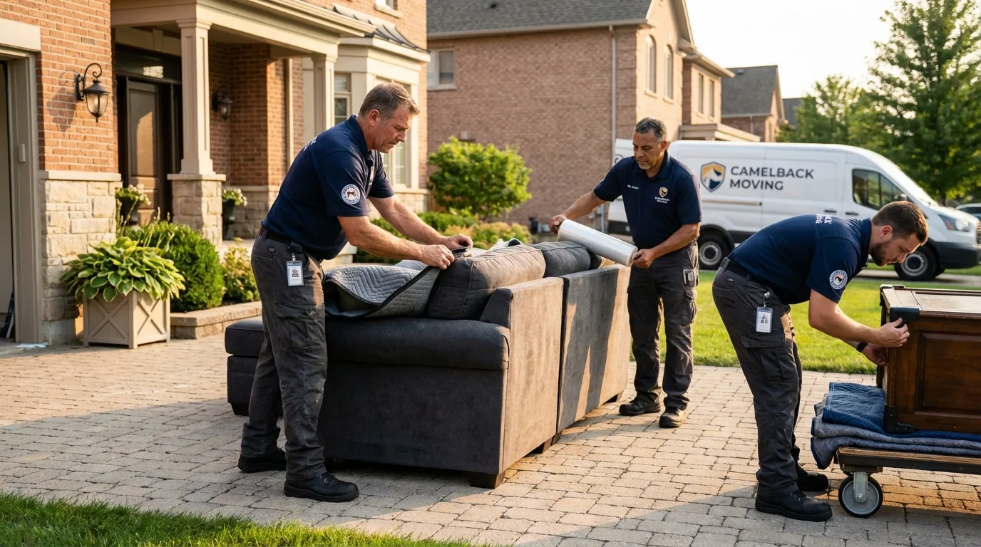 Large estate moving crew wrapping furniture in Blackwell, OK