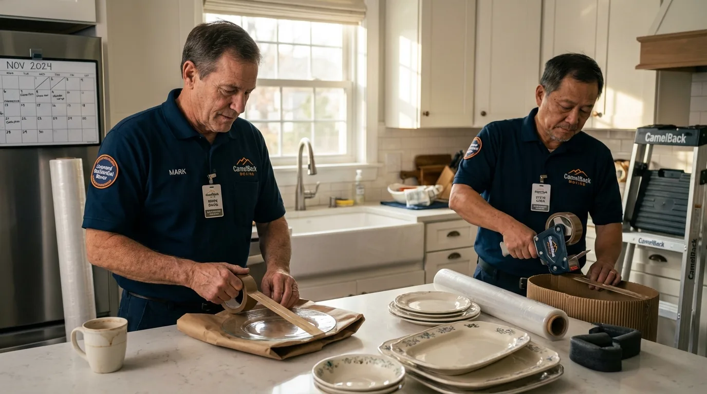 Professional crew packing kitchen dishware in Blackwell, OK